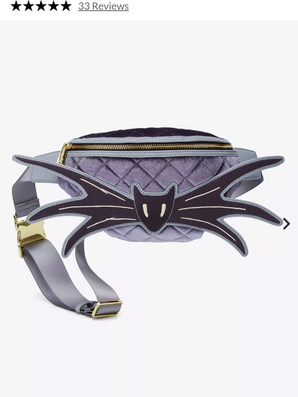Loungefly Purple Quilted Bat Wing Mini Bag